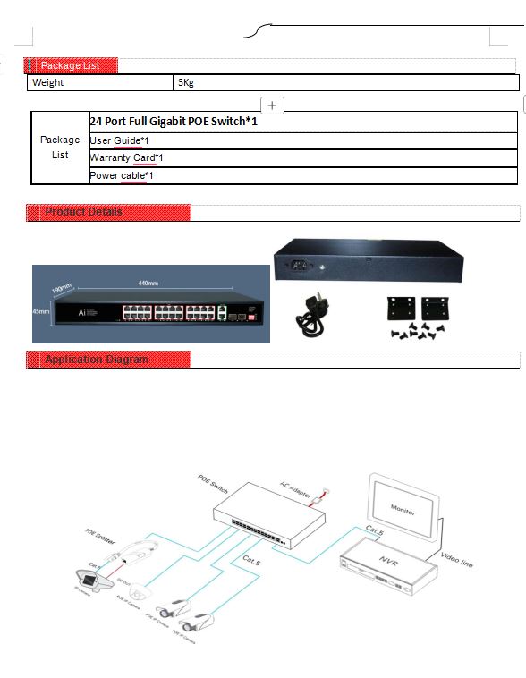 350W 24-Port Gigabit PoE Switch with Uplink & SFP | POE-G2422