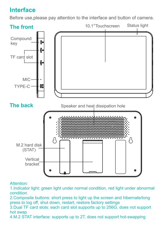 10.1''inch Touch Screen Wifi 8CH NVR | NVR1008S-XM-WIFI
