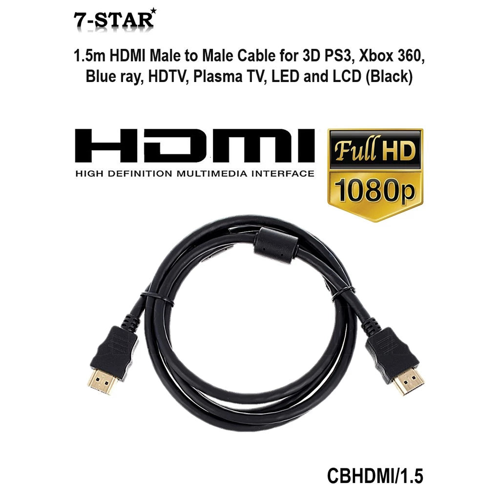 1.5M High Speed HDMI Cable Black | Male to Male | CBHDMI/1.5