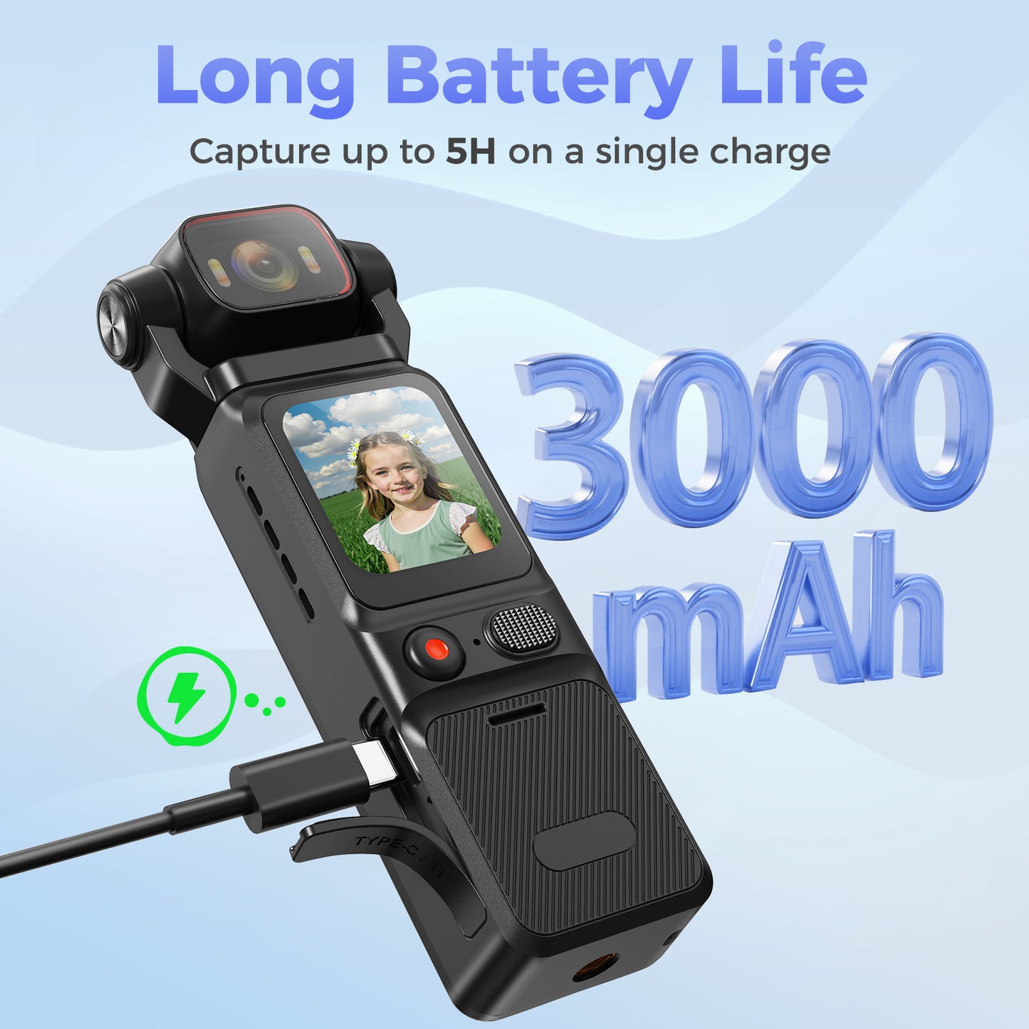 1.96'' Screen 4K WiFi Bodywear Action Camera with Portable Battery 3000mAh | APP:Viipulse | BC-L18