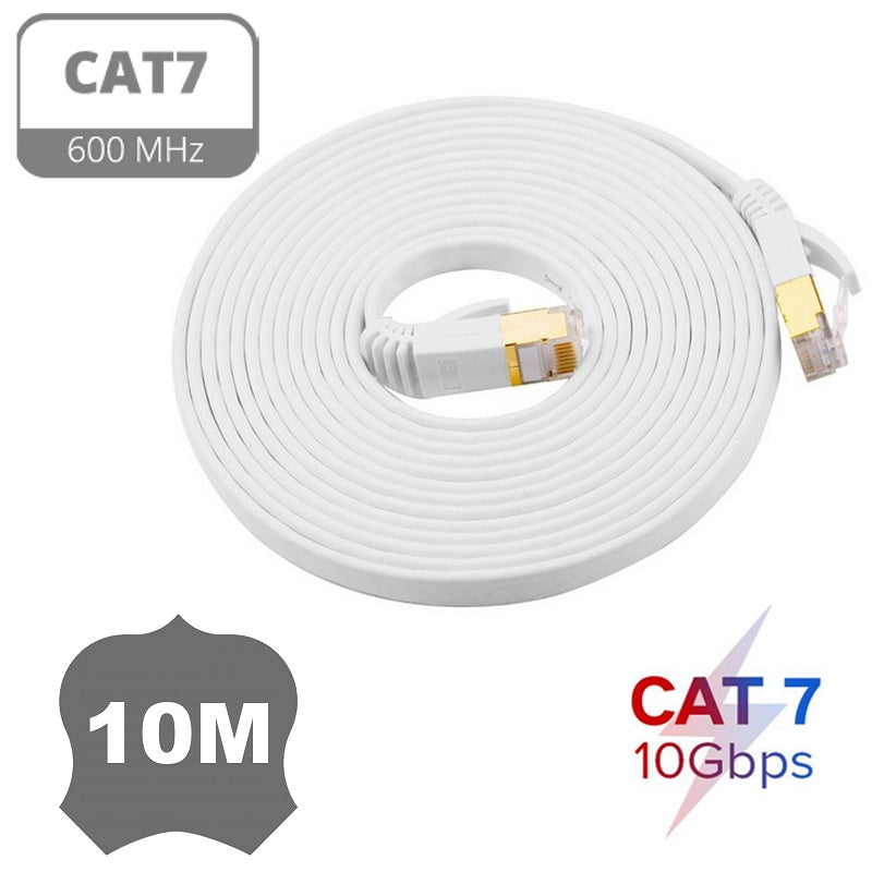 Cat 7 Gigabit Ethernet Flat Network Cable | 2m to 50m | White