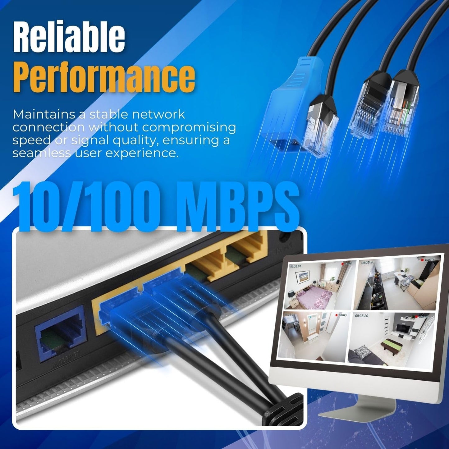 RJ45 Ethernet PoE Combiner/Splitter Cable | POE-3M1F