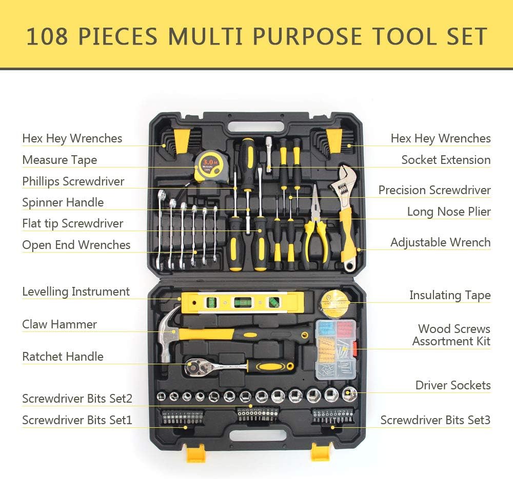 108PCS Household Tools Set with Tool Box | 7STS-Y108