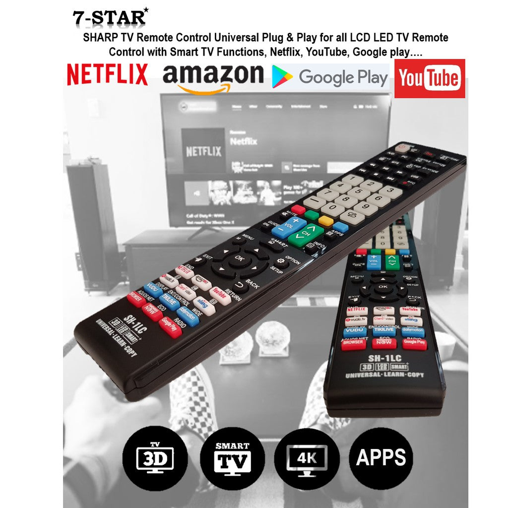 Universal SHARP TV Remote – Plug & Play with Smart Functions | RMSH1
