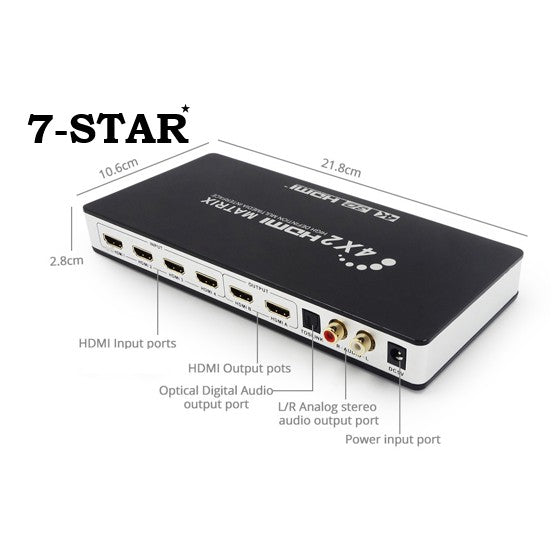 4K 4x2 HDMI Matrix Switcher with Safety Mark | HM402M