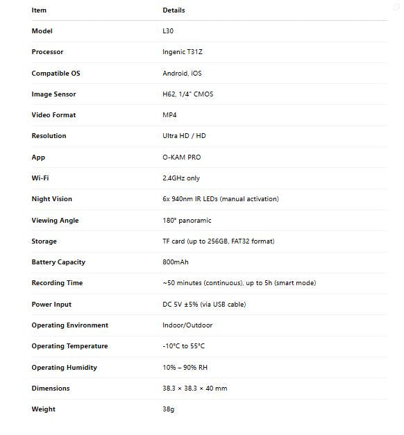 Intelligent WiFi IR Mini IP Camera | MCB-L30