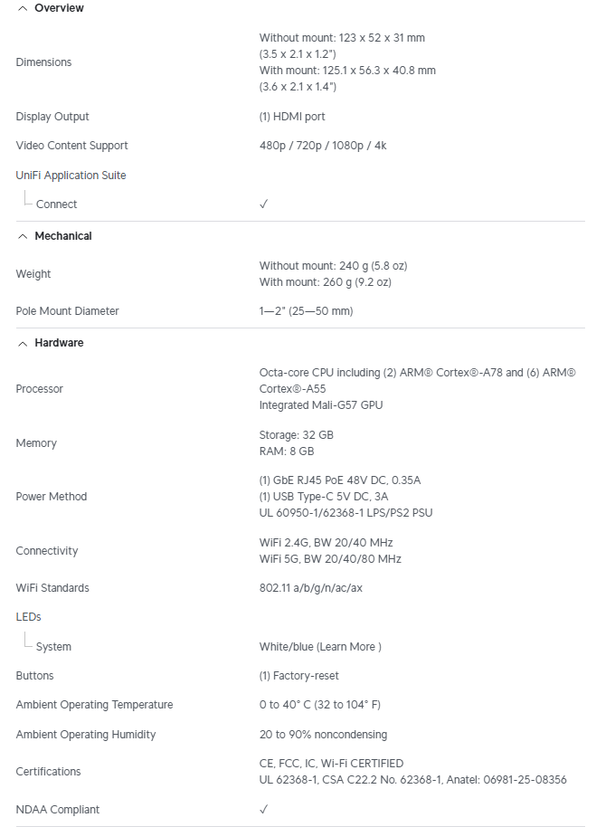 Ubiquiti Unifi Display Cast Pro UC-Cast-Pro 4K HDMI Player