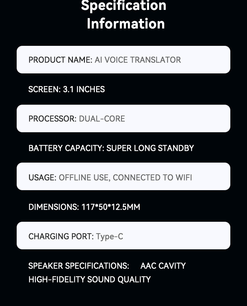 M30 AI Language Translator Device Portable Voice Interpreter | AITM-M30