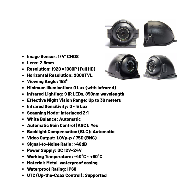 12-24V FHD 1080P AHD IR Camera 2.8mm | SAHD89-S/2.8
