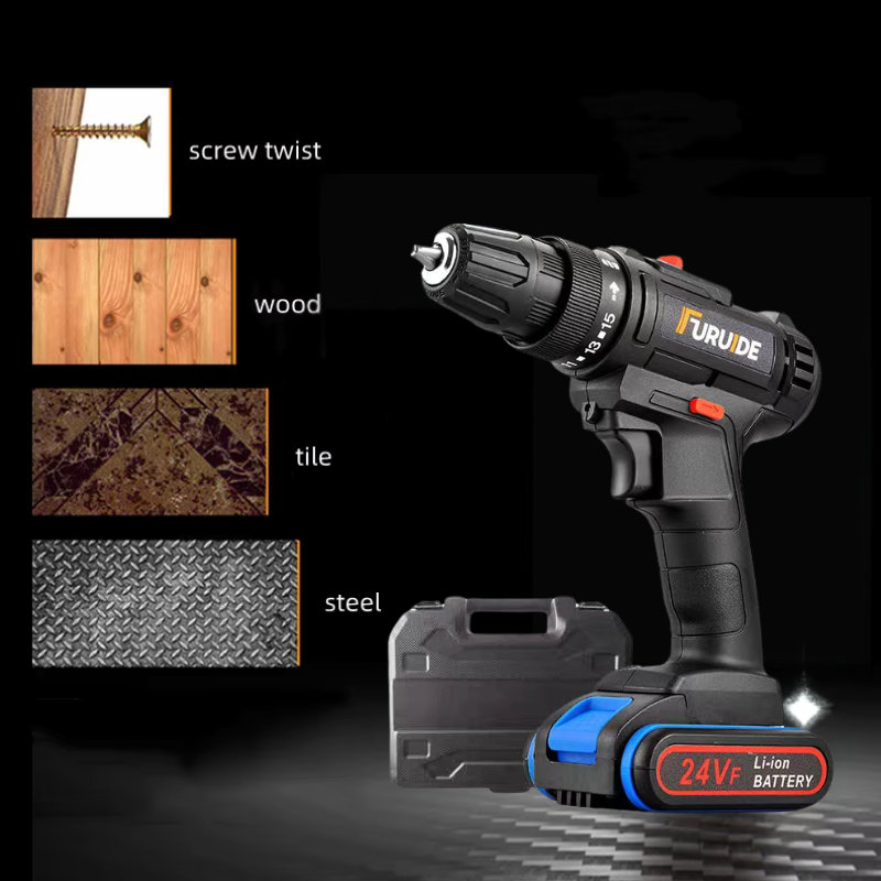 12V Double Speed Cordless Drill | 24VF lithium battery Box Set | 7STS-DC24VF