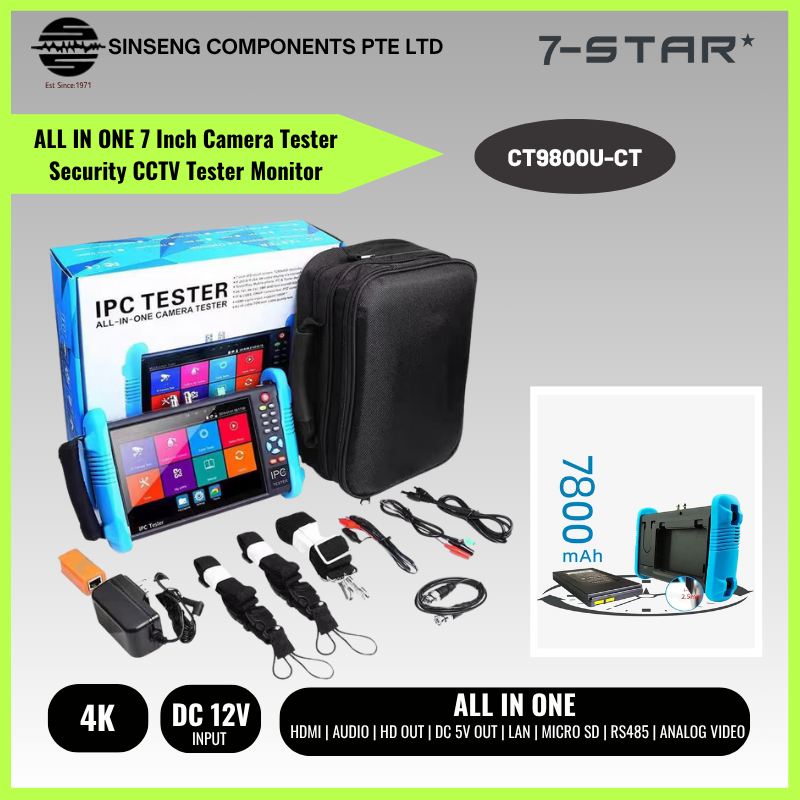 All-in-One 4K 8MP 7" IPS Touch CCTV Tester for HD-TVI/CVI/AHD/SDI/IP | CT9800U-CT
