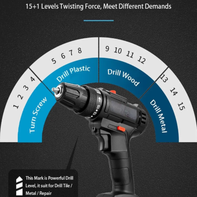 12V Double Speed Cordless Drill | 24VF lithium battery Box Set | 7STS-DC24VF