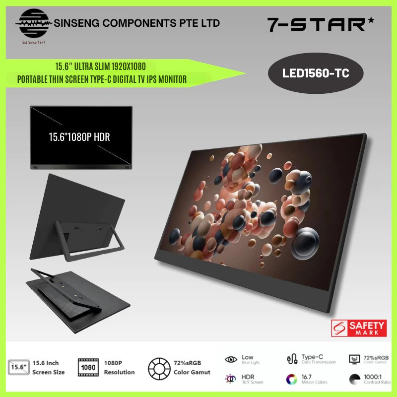 15.6”inch Portable 1080P TV IPS Monitor | LED1560-TC