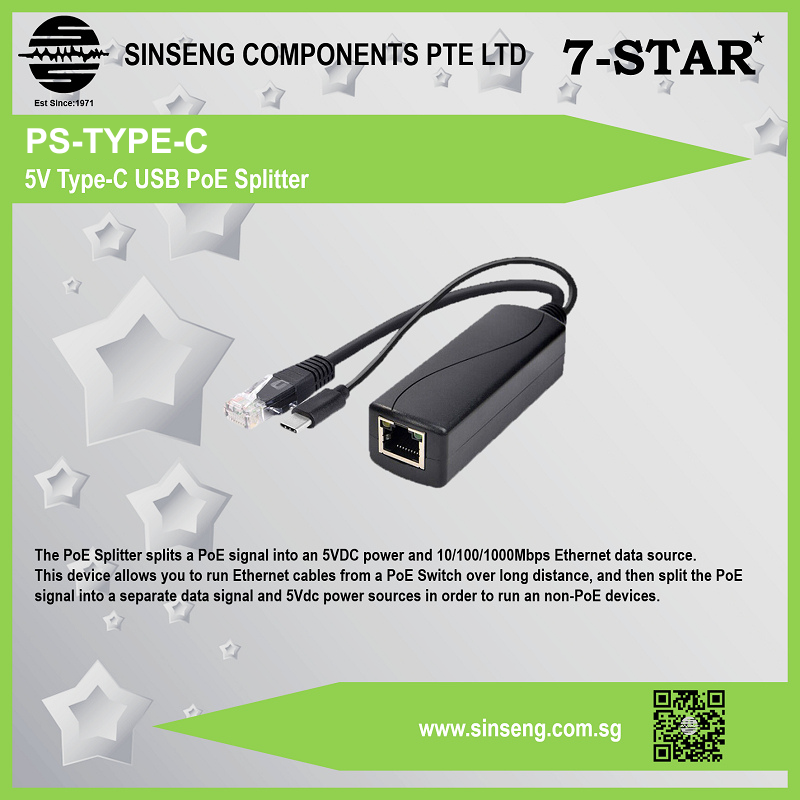 Micro USB Active PoE Splitter 48V to 5V 2.4A for Tablets | PS-TYPE-C