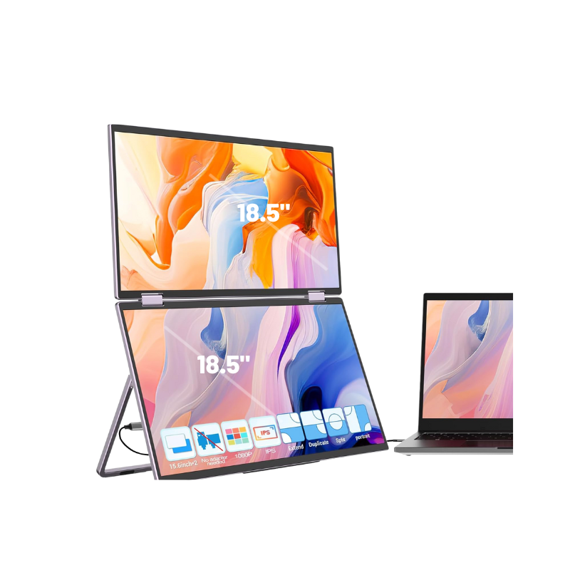 18.5" Portable Dual Screen IPS Monitor | Type-C | LED-DS1850-2