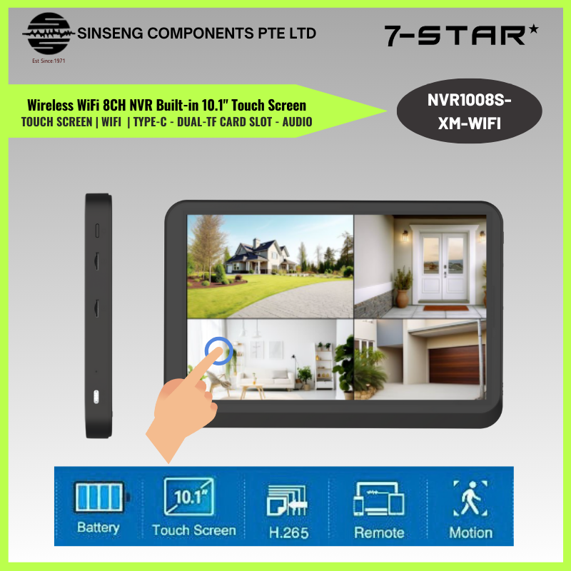 10.1''inch Touch Screen Wifi 8CH NVR | NVR1008S-XM-WIFI
