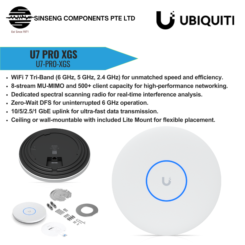 Unifi U7 Pro XGS Access Point with 10/5/2.5/1 GbE Support | U7-PRO-XGS