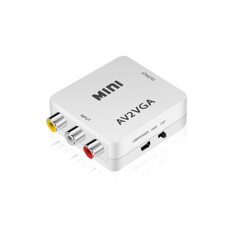 Mini AV2VGA Video Converter with 3.5mm Audio | AV to VGA/PC/HDTV