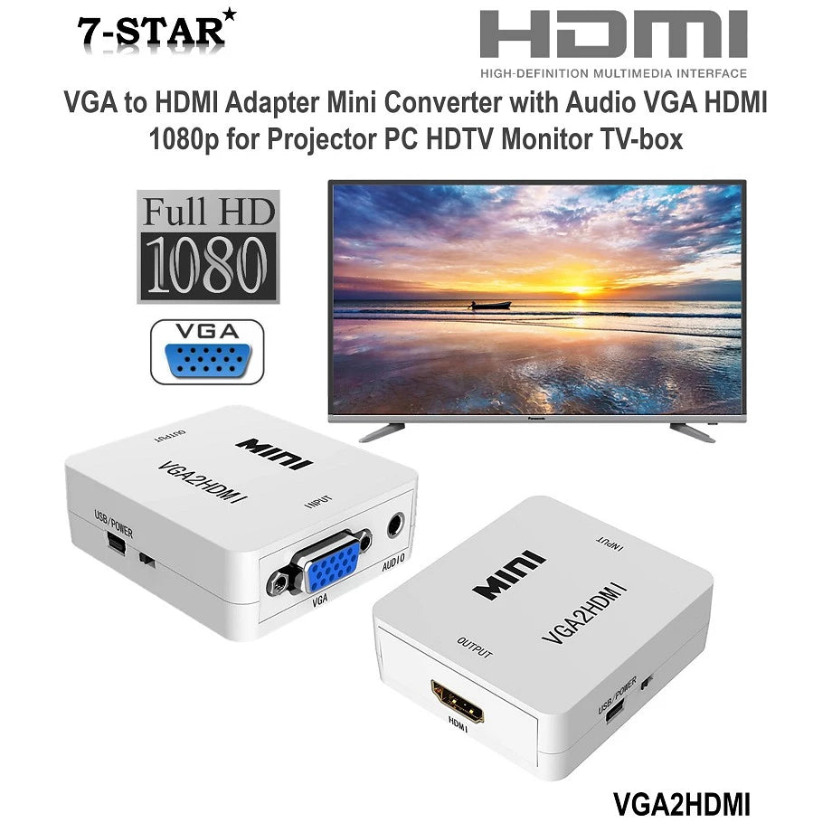 Mini VGA to HDMI Converter Adapter with Audio | 1080P | VGAHDMI