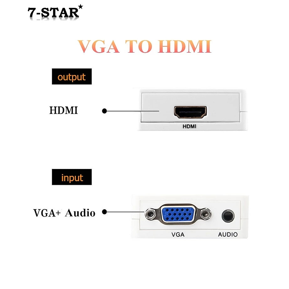 Mini VGA to HDMI Converter Adapter with Audio | 1080P | VGAHDMI
