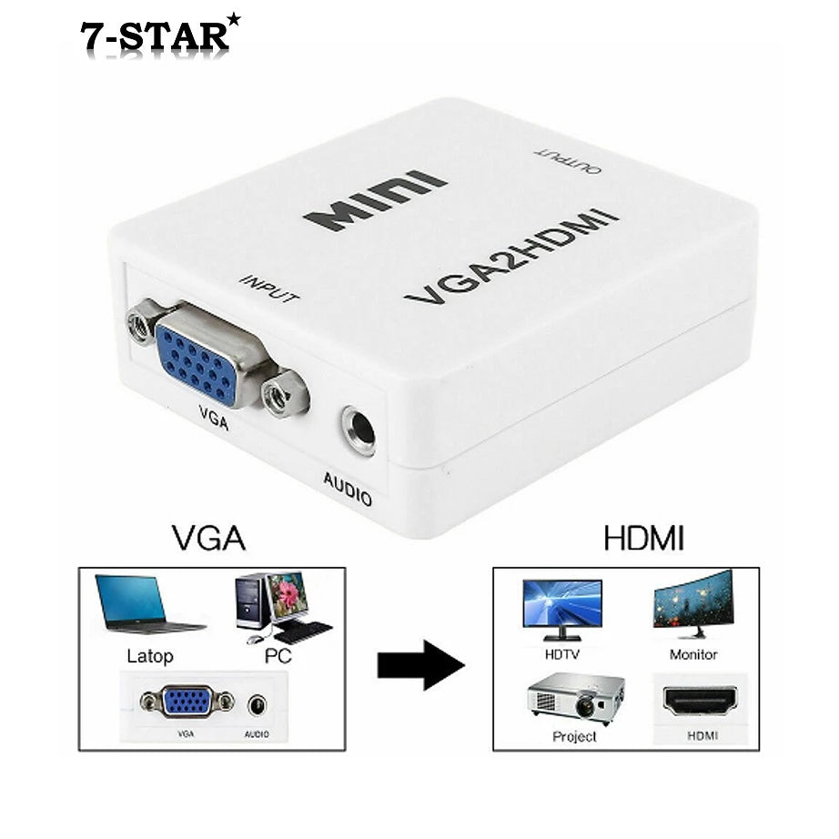 Mini VGA to HDMI Converter Adapter with Audio | 1080P | VGAHDMI