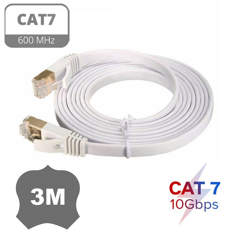 Cat 7 Gigabit Ethernet Flat Network Cable | 2m to 50m | White