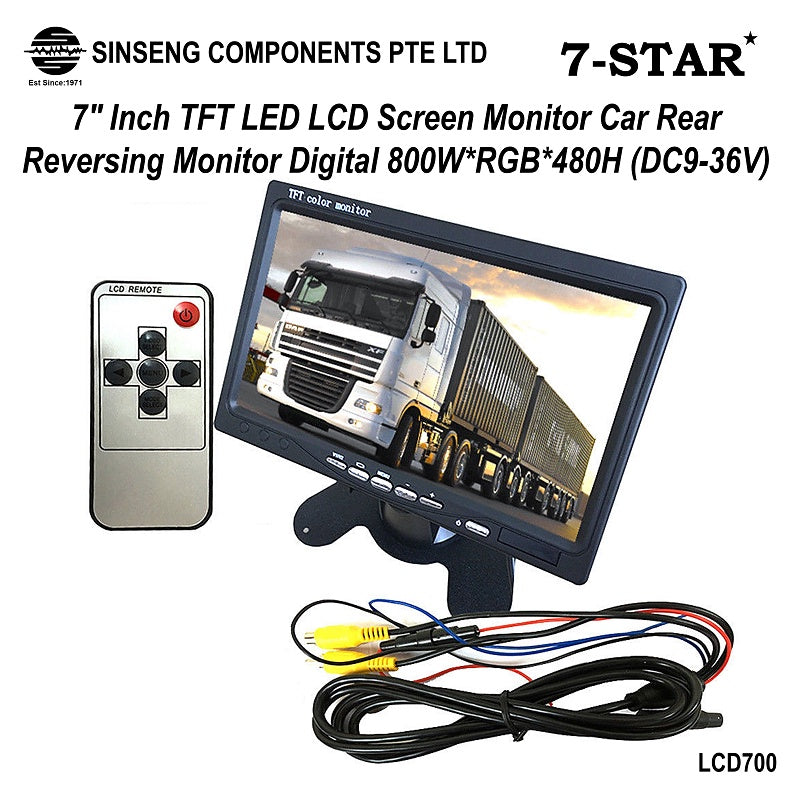 7" IPS Monitor with 2 BNC/AV/RCA for CCTV & Vehicles (DC9-36V) | LCD700