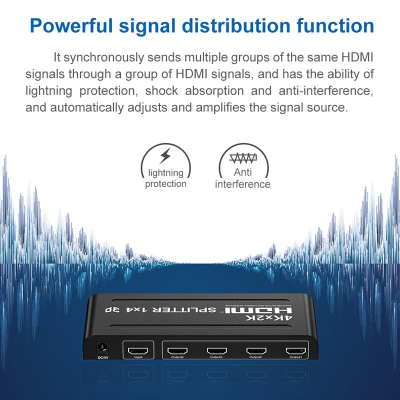 4K 1x4 HDMI Splitter/Distributor 1 Input 4 Output | HM104