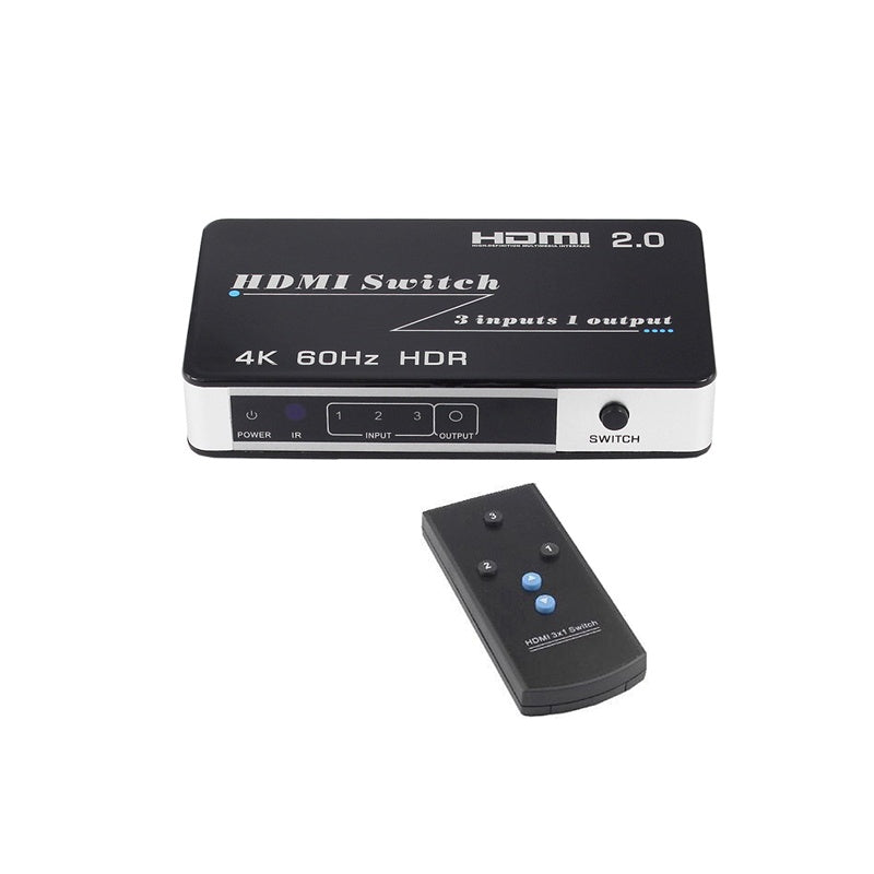 3x1 HDMI Switch 4K | 3-Port HDMI Switcher with Remote Control | HS31-4K
