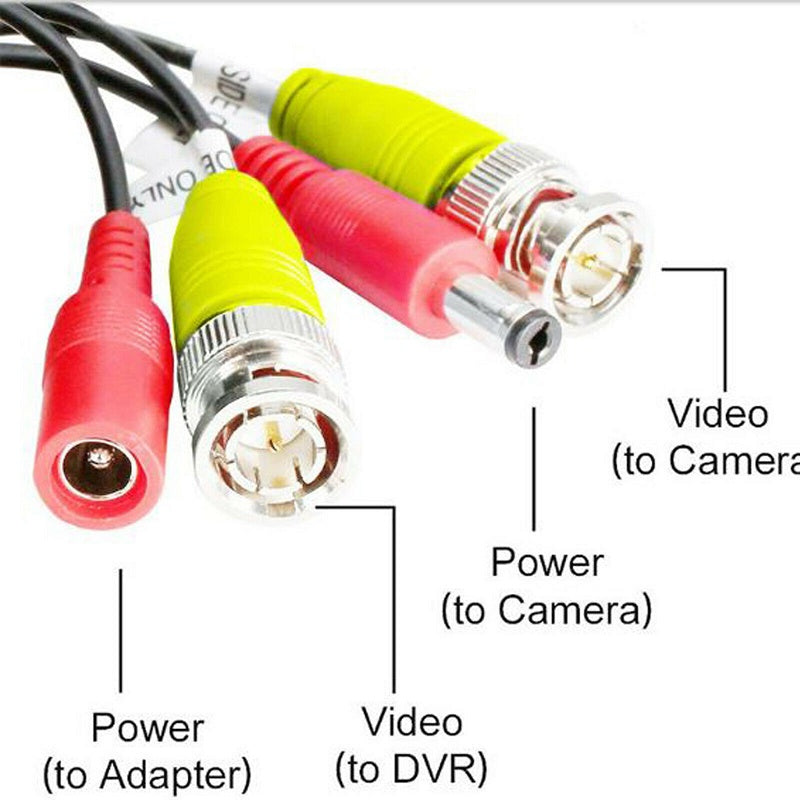 CCTV Camera BNC/BNC Cable with DC Power/Socket | 5M-50M