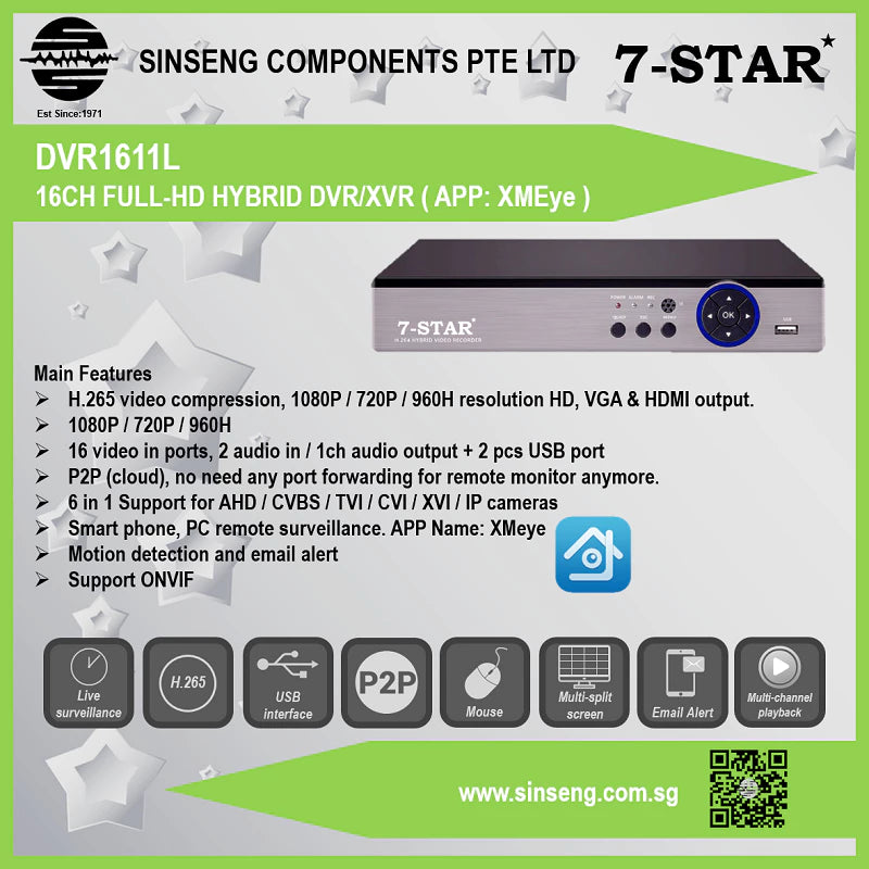 16CH FULL-HD HYBRID DVR/XVR/NVR CCTV CAMERA | DVR1611L