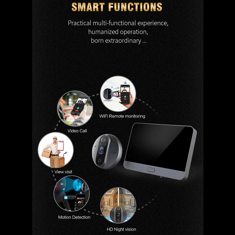 Wifi Battery Wireless Doorbell Door Viewer with 4.3'' IPS Screen | DB-TYR9