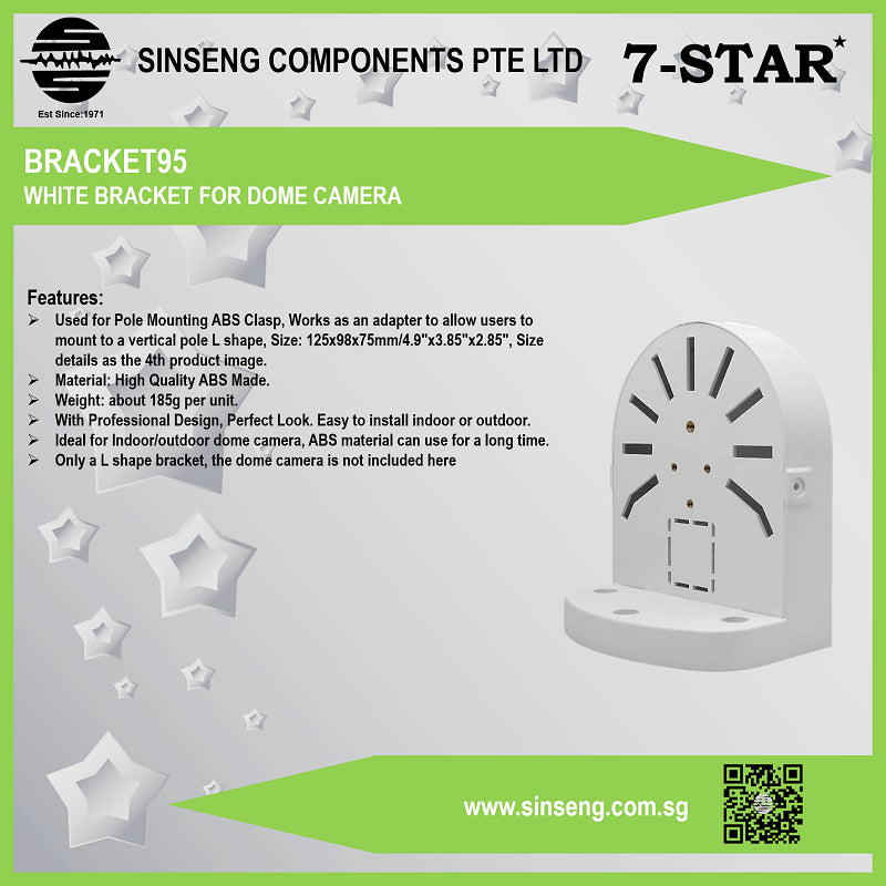 Universal White Bracket for CCTV/IP/Dome/Turret Camera | BRACKET95