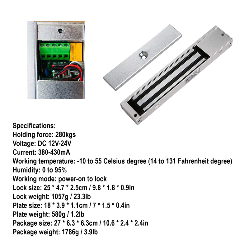 Door Access Full Set - 5A UPS Power Supply, 12V 7AH Battery, EM Lock, Breakglass, Exit Button & Brackets