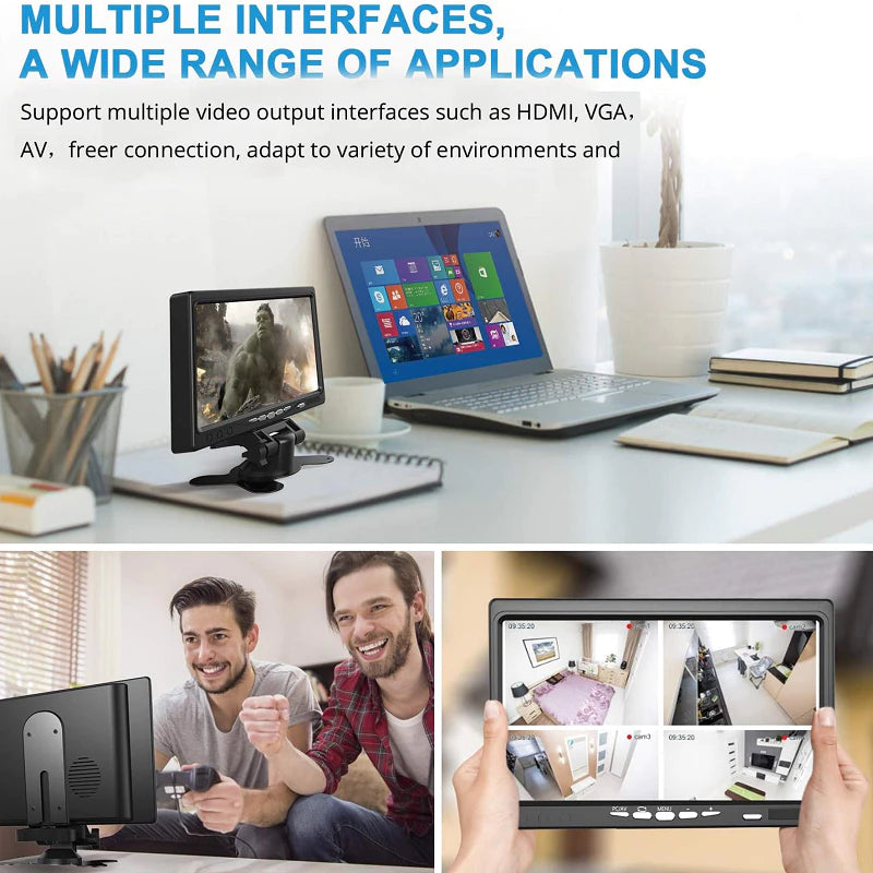 7" IPS LED Monitor (HDMI+VGA+RCA+Speaker+Remote) | DC9–36V | LED1007