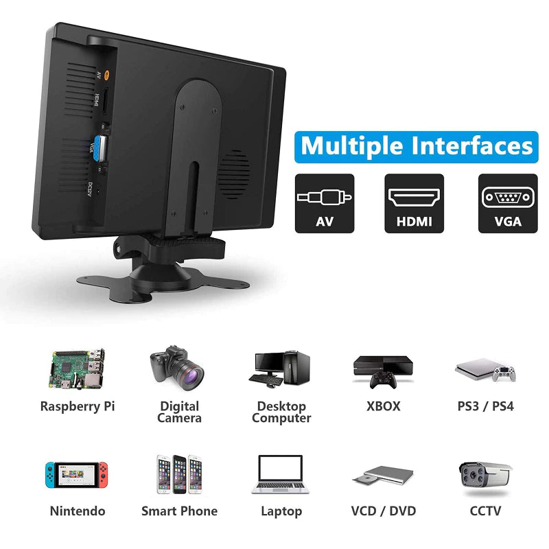 7" IPS LED Monitor (HDMI+VGA+RCA+Speaker+Remote) | DC9–36V | LED1007