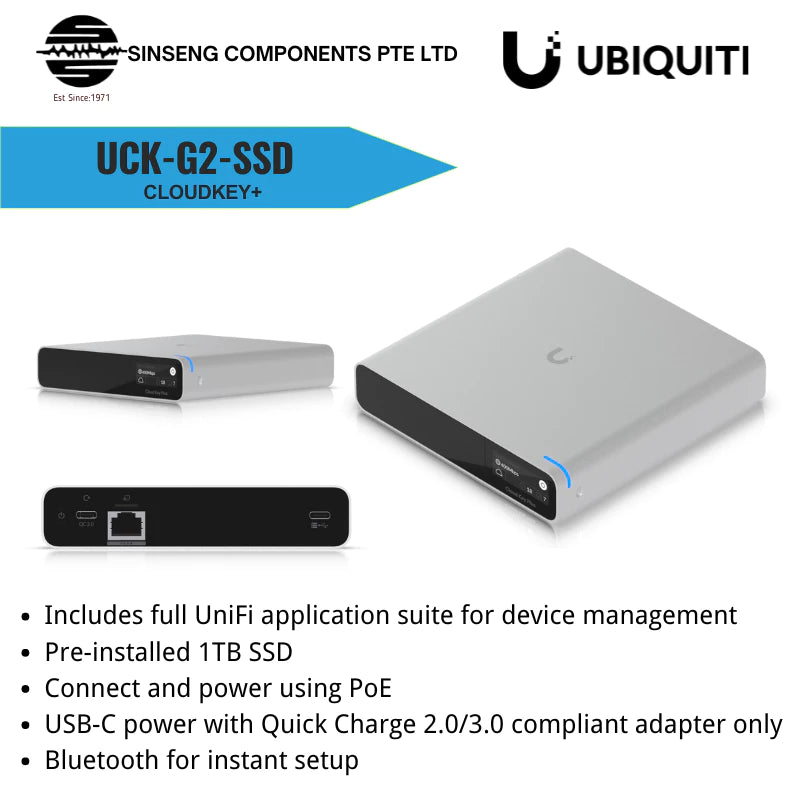 Ubiquiti UniFi CloudKey+ with Built in 1TB SSD Storage for Recording UVC IP Camera Cloud Key | UCK-G2-SSD
