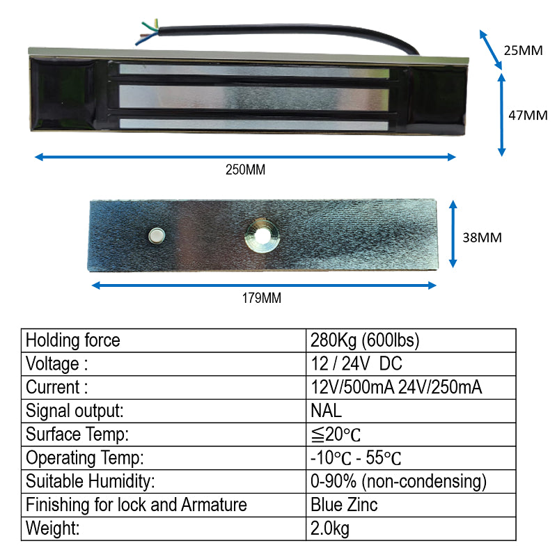 Waterproof 12-24V EM Lock 600lbs for Door Access Control | DA-EM600-WP