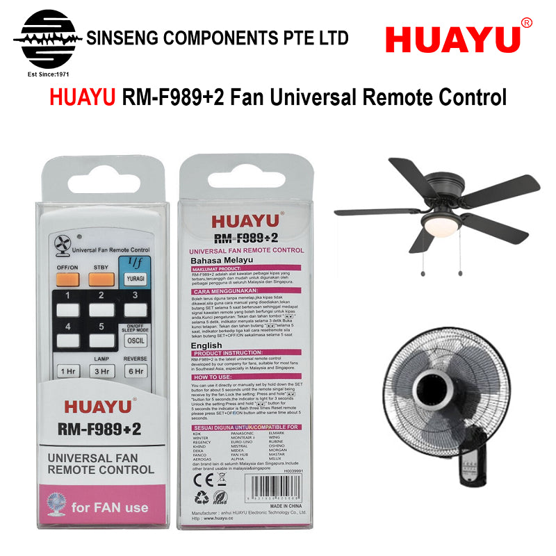 Universal KDK Fan Remote Control | for Ceiling/Wall/Table/Stand Fans | RM-F989+2