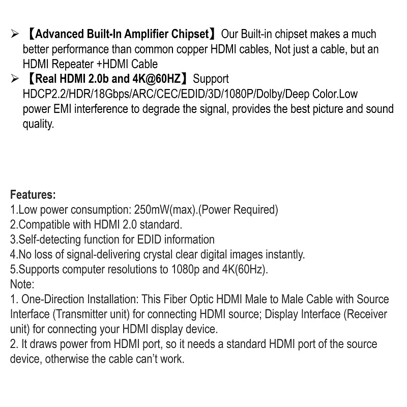 4K HDMI 2.0 Fiber Optic Cable 60Hz | HDMI/15-100M