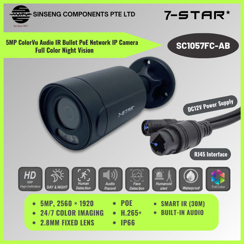 5MP ColorVu Audio IR PoE Bullet IP Camera (2.8mm) | SC1057FC-AB