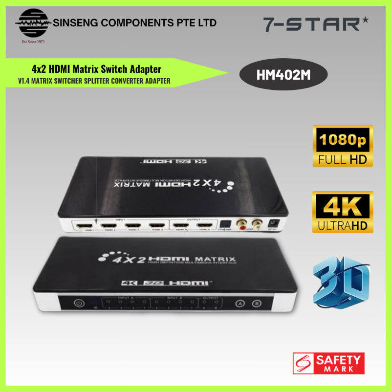 4K 4x2 HDMI Matrix Switcher with Safety Mark | HM402M