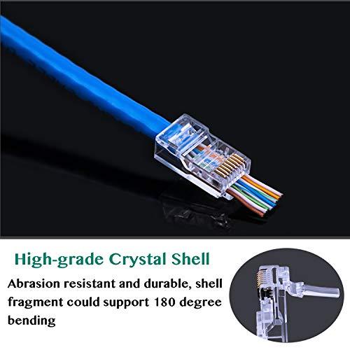 100PCS RJ45 Passthrough Gold Plated Connector for CAT6 UTP | RJ45-PT1.10