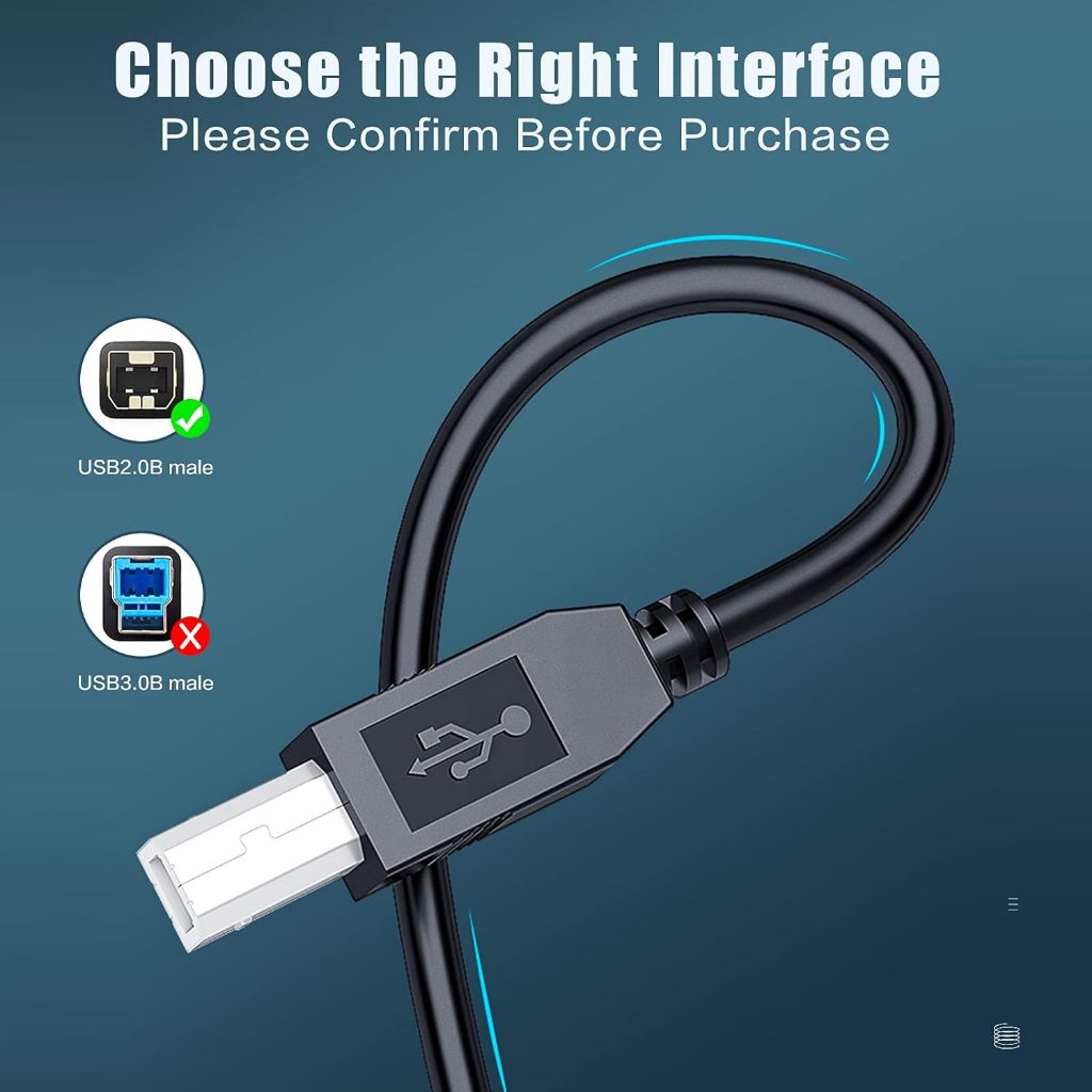 USB 2.0 Male A to B Cable for Keyboard, Mice, Scanners, Printers | CB-UBA2501