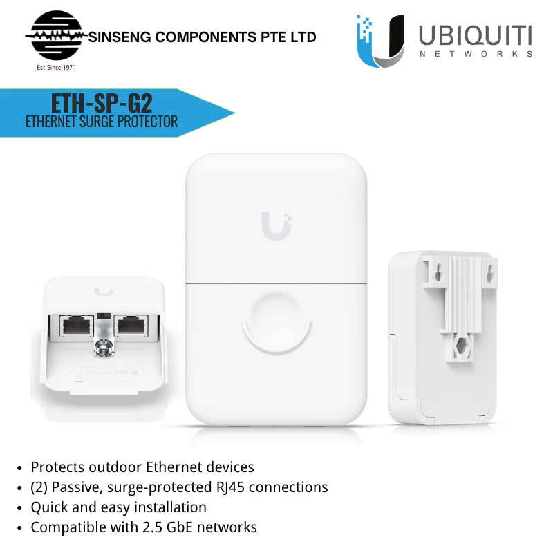 Ubiquiti ETH-SP-G2 Ethernet Surge Protector- Protect Any Ethernet Connected Device