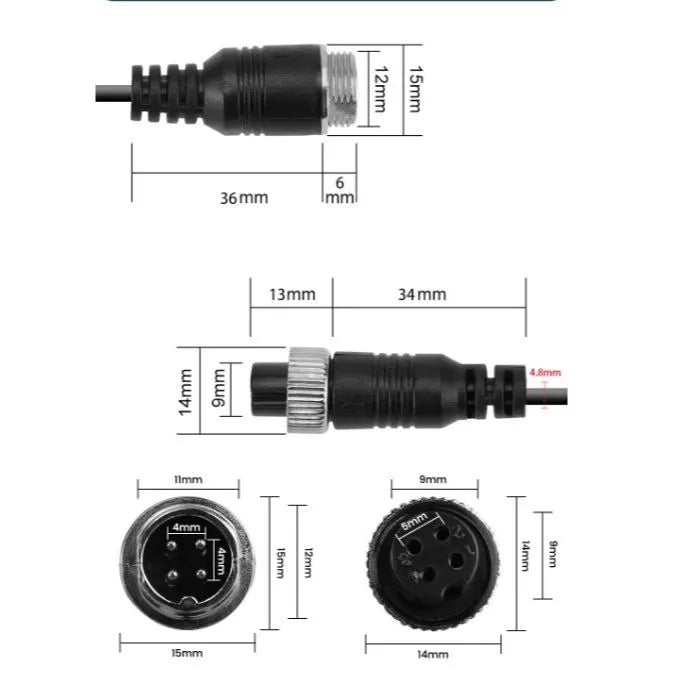 4 Pin Aviation Cable for Truck Vehicle CCTV Camera Waterproof Extension Cable | CBAH-5M-30M
