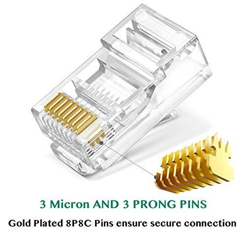 100PCS RJ45 Passthrough Gold Plated Connector for CAT6 UTP | RJ45-PT1.10