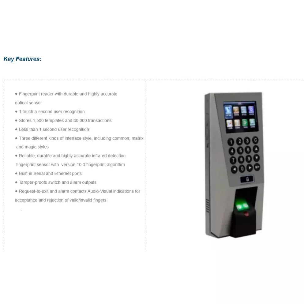 Biometric Access β Fingerprint + PIN + RFID (EM/Mifare) | ZKT-F18