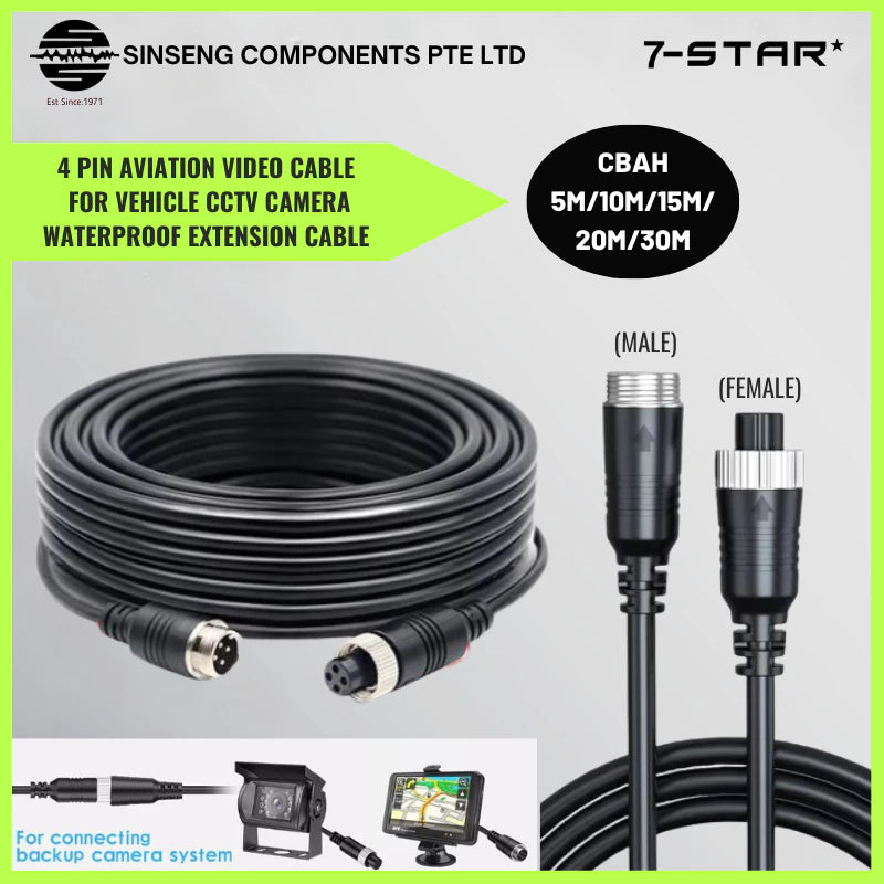 4 Pin Aviation Cable for Truck Vehicle CCTV Camera Waterproof Extension Cable | CBAH-5M-30M