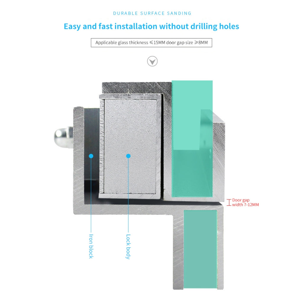 12V Frameless Glass Door Lock Bracket | DSU-600